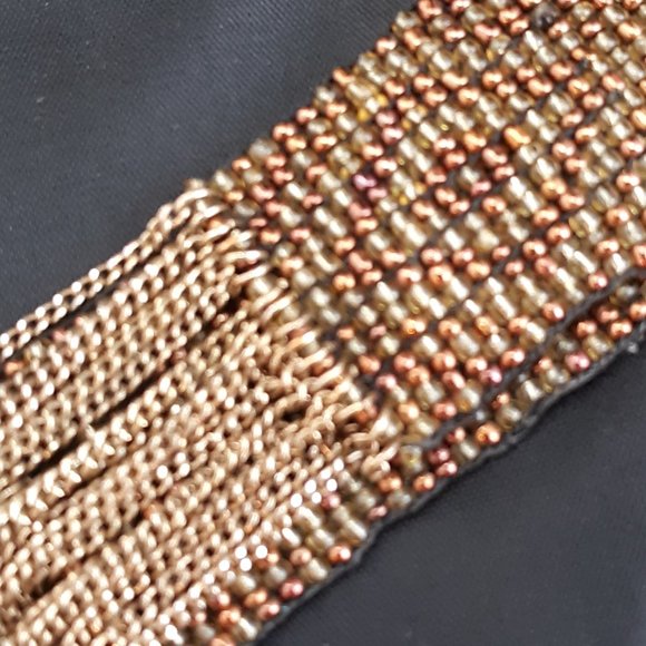 Geometric Pattern Loom Beaded Earth Tone Necklace - Picture 13 of 13